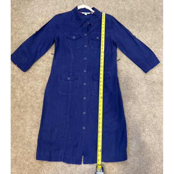 Boden Women's Linen Button Down Long Collared Shirt Dress w/ Front Pockets Size - Picture 11 of 11